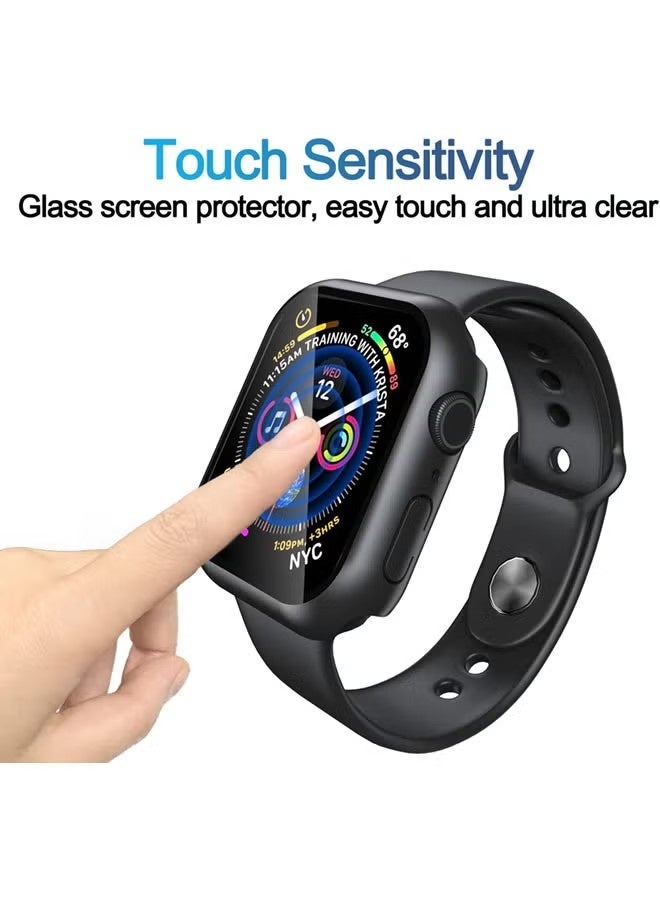 Case for Apple Watch SE 3 (2025)/ SE 2/ SE 44mm case with Tempered Film Screen Protector, Full Protective Hard PC Bumper Touch Sensitive HD Screen Cover(44mm, Black) - Image 2